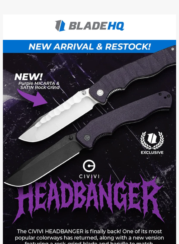 Preview of It's finally back! Get your CIVIVI HEADBANGER today! by bladehq.com