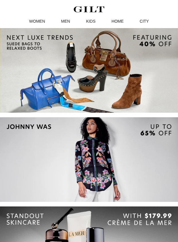 Preview of Next Luxe Trends Featuring 40% Off Suede Bags to Relaxed Boots by gilt.com
