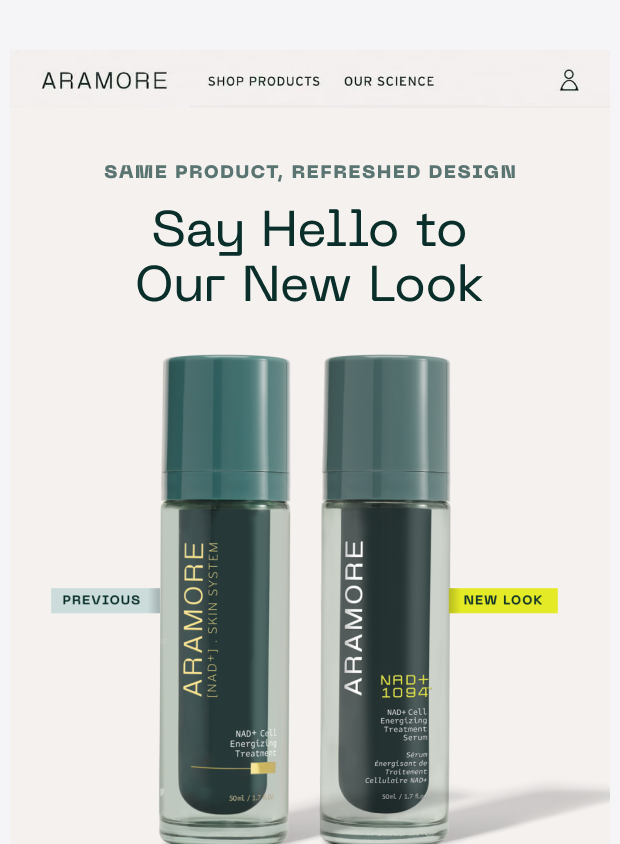Preview of FYI: Our Packaging got a Glow-Up by aramoreskincare.com