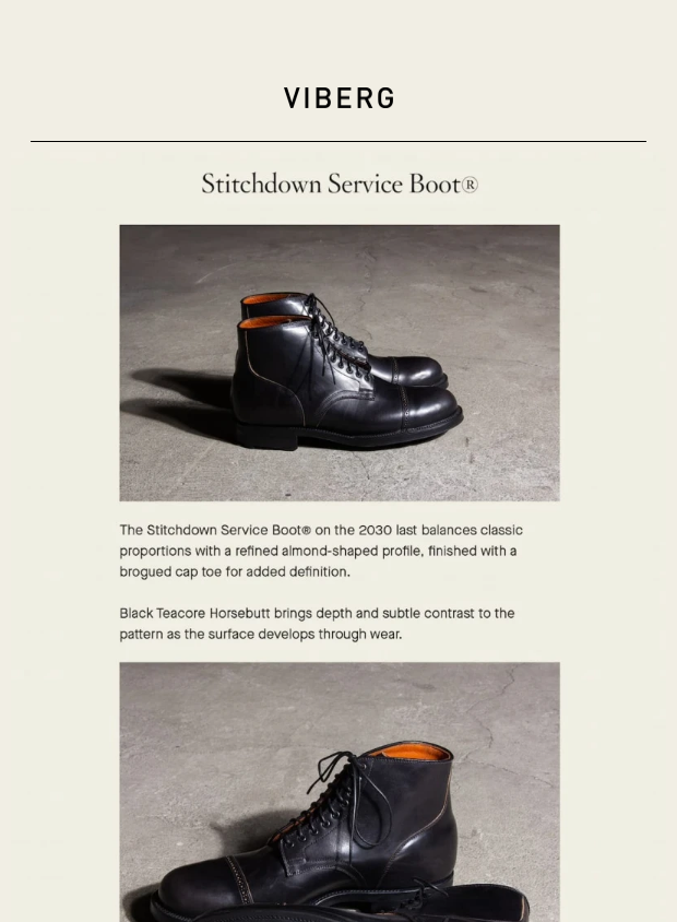 Preview of Stitchdown Service Boot® - Black Teacore Horsebutt by viberg.com