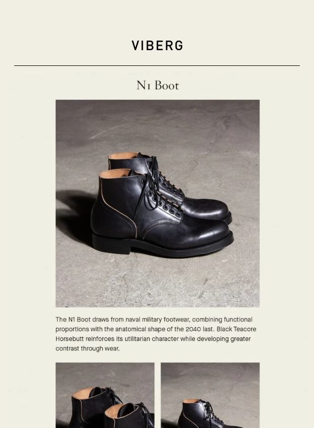 Preview of N1 Boot - Black Teacore Horsebutt by viberg.com