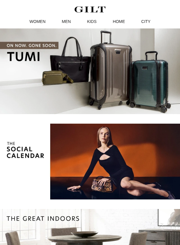 Preview of TUMI - On Now. Gone Soon. by gilt.com