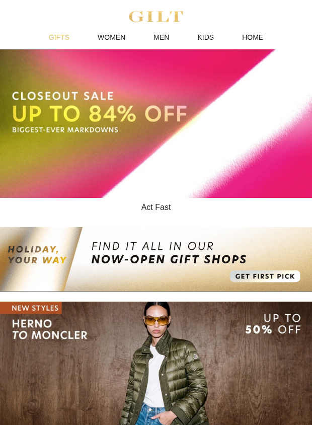 Preview of Up to 84% Off Closeout Sale ‼ Biggest EVER Markdowns by gilt.com
