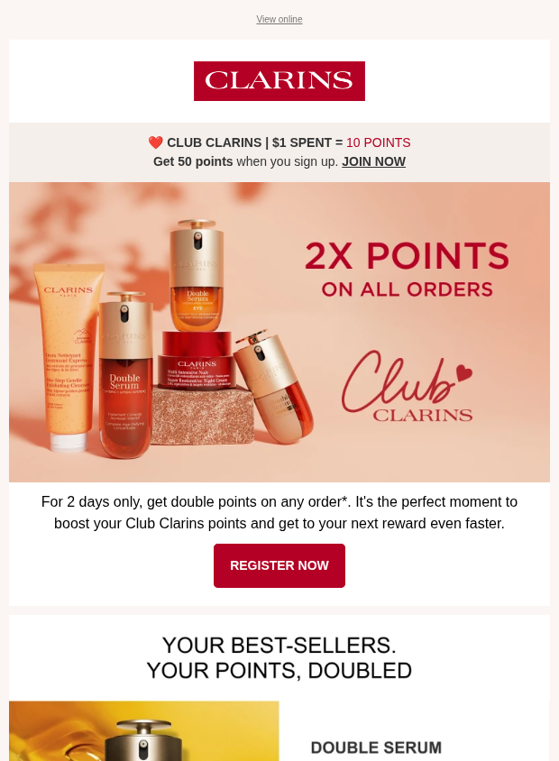 Preview of Double Points. Two Days. Go! ✌ by clarins.ca