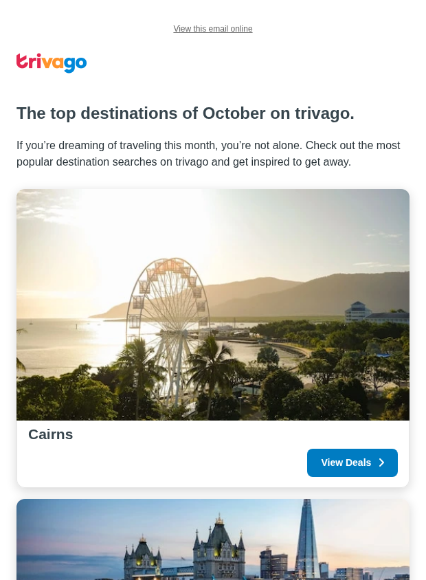 Preview of Trending now: October’s top destinations by trivago.com.au