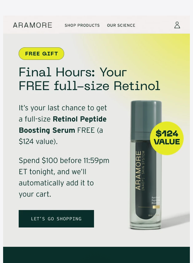 Preview of LAST CALL for your free $124 gift by aramoreskincare.com