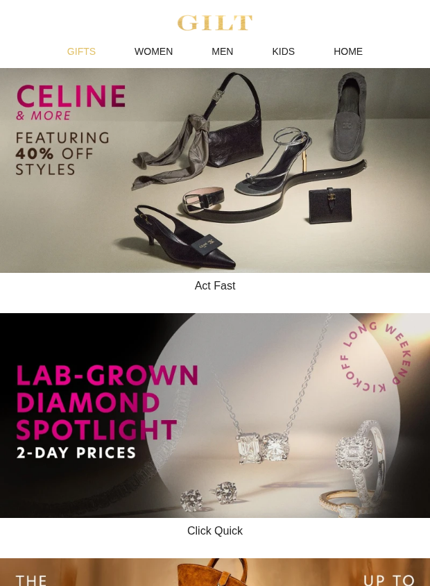 Preview of CELINE & More w/ 40% Off Styles | Lab-Grown Diamond Price Cuts: Limited Time by gilt.com