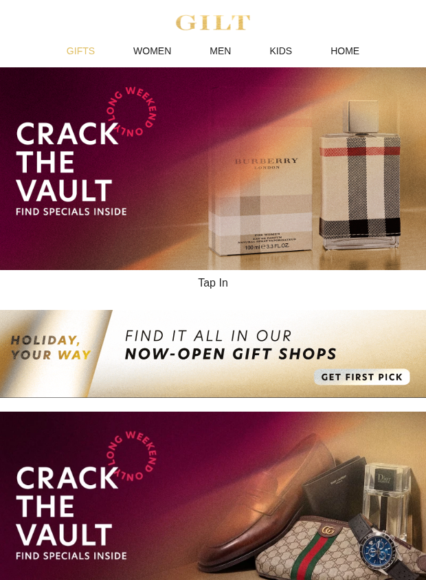 Preview of Crack the Vault 🔓 Long Weekend Specials Inside by gilt.com
