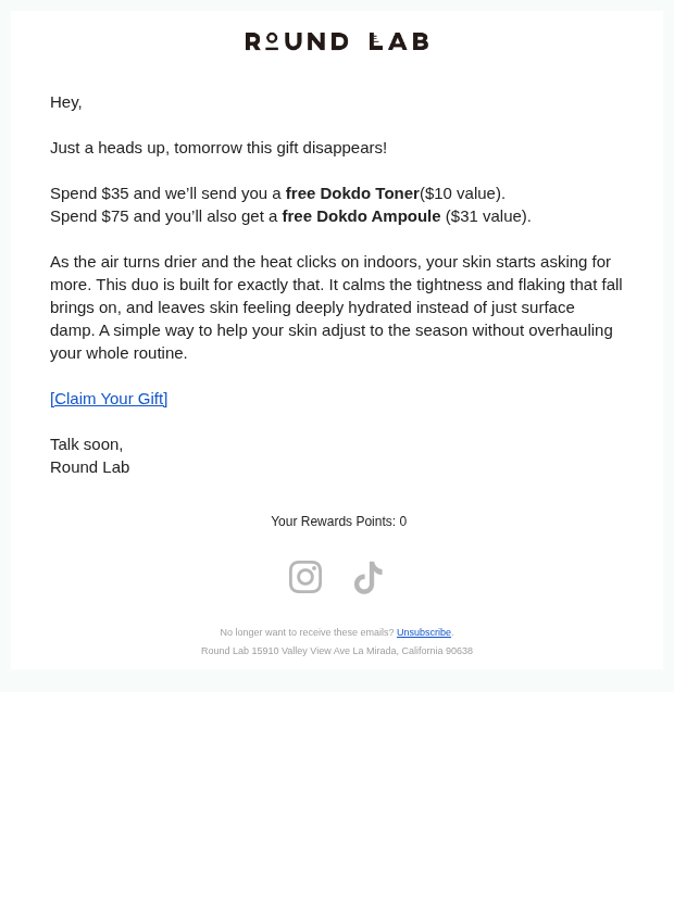 Preview of 24 hours left for your gift by roundlab.com